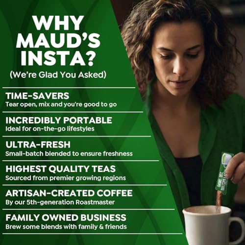 Image of Maud's Matcha Tea Latte Instant Packets, 16ct, Gourmet Blended Tea | Instant Hot or Iced Matcha Latte - Just add water