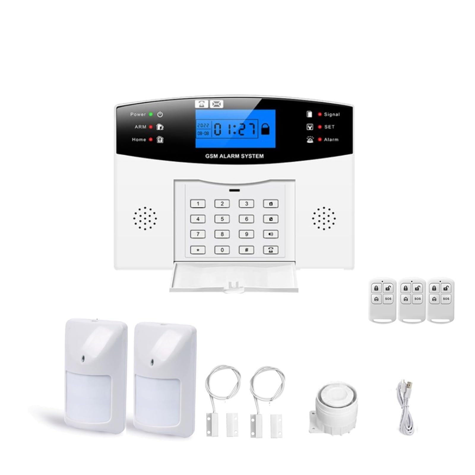 Tuya Wifi Wireless Home Security GSM Alarm System Remote Control Auto Dial PIR Door Sensor Siren Remote Monitoring(Kit E)