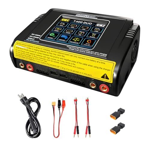 Image of Dual Channel RC Lipo Battery Charger with Touchscreen LCD – 200W AC/400W DC, 12A×2 Fast Charging, Smart Balance Charger for LiPo/LiHV/Life/Pb/NiCd/NiMH/Smart Batteries (1S-6S)