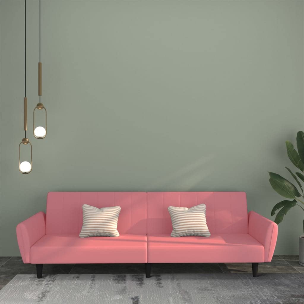 Sofá cama de 2 plazas, terciopelo rosa, 220 x 84,5 x 69 cm, con función de clic, diseño moderno, cómodo y robusto, para salón, habitación juvenil, espacios pequeños