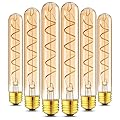 Grensk E26 Tubular LED Light Bulbs,7.3inch T10 Long Light Bulb Dimmable,4W Tube Thin Vintage Edison LED Decorative Antique Light Bulb,Warm White 2700K Type T Bulb,400LM,110V,Amber(6-Pack)