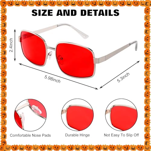 Halloween Metal Frame Sunglasses with Red Lenses for Men Women Movie Character Dress Up2