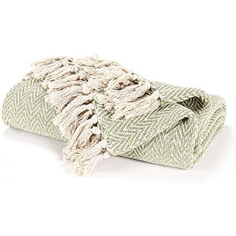 EHC Cotton Handwoven Reversible Single Sofa Throw Arm Chair Cover 125 x 150 cm - Green Cover