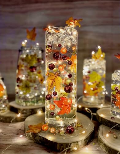 50 Floating Realistic Shades of Fall Leaves-Pumpkins Gems-Mums-Pe...