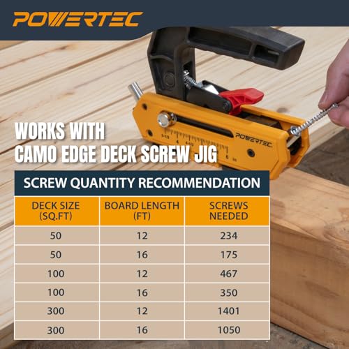 Image of POWERTEC #10 x 2-3 /8 inch Anti-Split Edge Deck Screws (250 Pack) - Ruspert Coated Hidden Deck Fasteners, T15 Star Drive for Hardwood & Composite Decking, Compatible with Edge Deck Jigs (72185)
