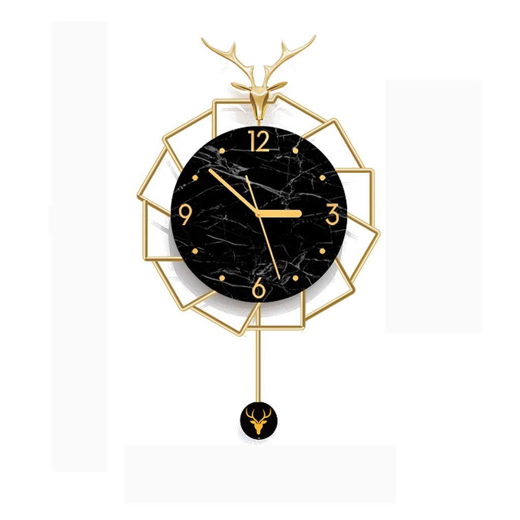 Horloge murale marbre miroir, grande pendule de salon design scandinave moderne et chic
