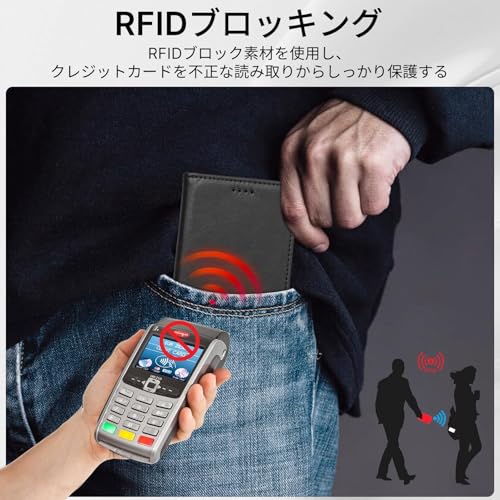 Shlybaay iPhone 17 用 ケース 手帳型 MagSafe対応 カード収納 アイフォン 17 用 カバー ワイヤレス マグネット付き いphone17 手帳型ケース マグセーフ スタンド機能 RFID ブロッキング 6.3インチ W1M ブラック