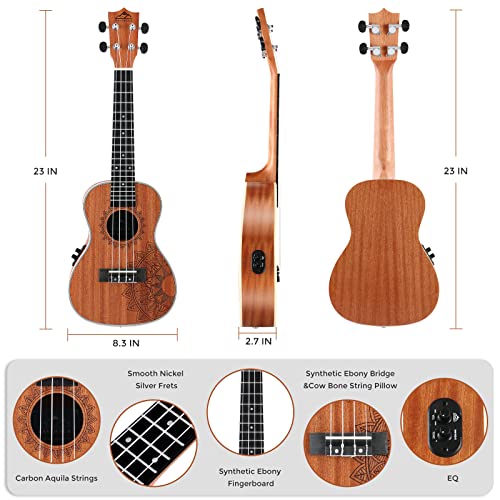 Image of EASTROCK Tenor Ukulele 26 inch Sapele Electric with Built-in EQ Kit | Electric ukulele kit, built-in equalizer, for adults and beginners, ideal for practice, daily playing, and performance