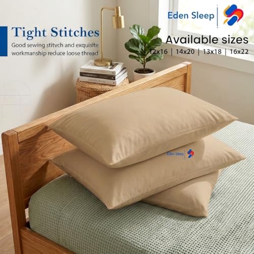 Image of Toddler Travel Pillow Cases 12x16, Pack of 2 Zipper Closure Pillow Cover 100% Cotton Small Pillowcase, 500 Thread Count Nersury Pillowcase 12x16 inch, Taupe