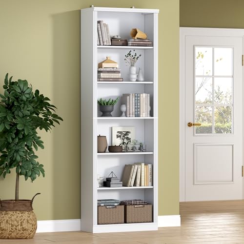BORNOON 75' Tall Bookshelf, 6-Tier Floor Standing Bookcase with Adjustable Shelves, 24' Wide Open...