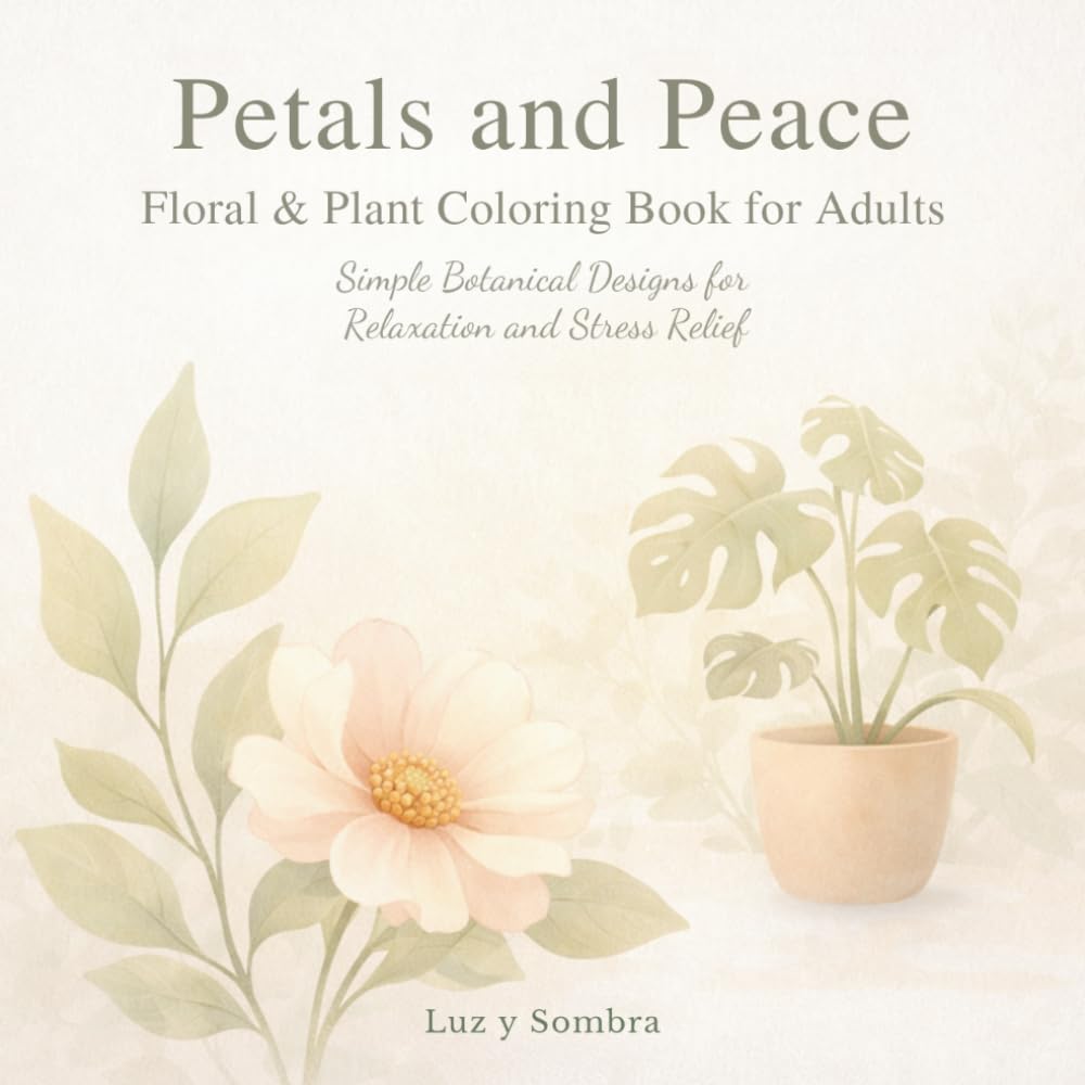 Petals and Peace: Floral & Plant Coloring Book for Adults: Simple Botanical Designs for Relaxation and Stress Relief