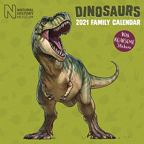 Natural History Museum Dinosaurios 2021 Organizador familiar cuadrado con pegatinas calendario de pared (30,5 x 30,5 cm)