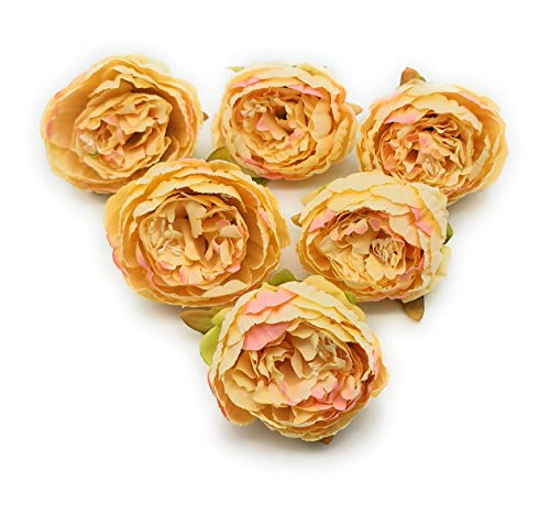 Image of SATYAM KRAFT 6 Pcs Artificial Fake Fabric Head Rose Flowers for Home Decoration, Gift, Christmas, Mandir Pooja Table, Cake Decor, Bouquet Making, Backdrop (Peach, 8 cm)(Fabric)