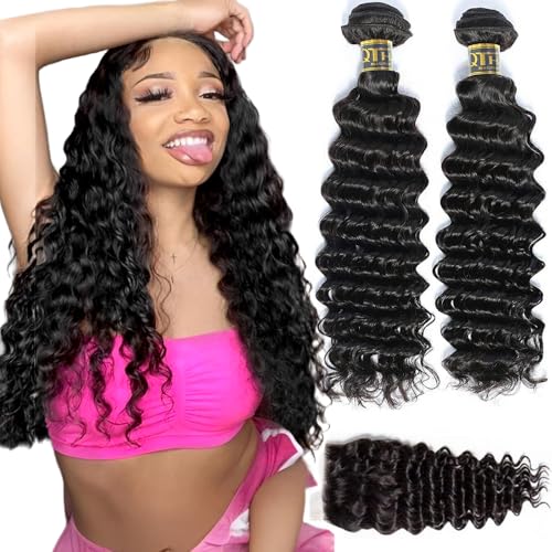 QTHAIR 18A Brazilian Deep Wave Human Bundles with Transparent hd