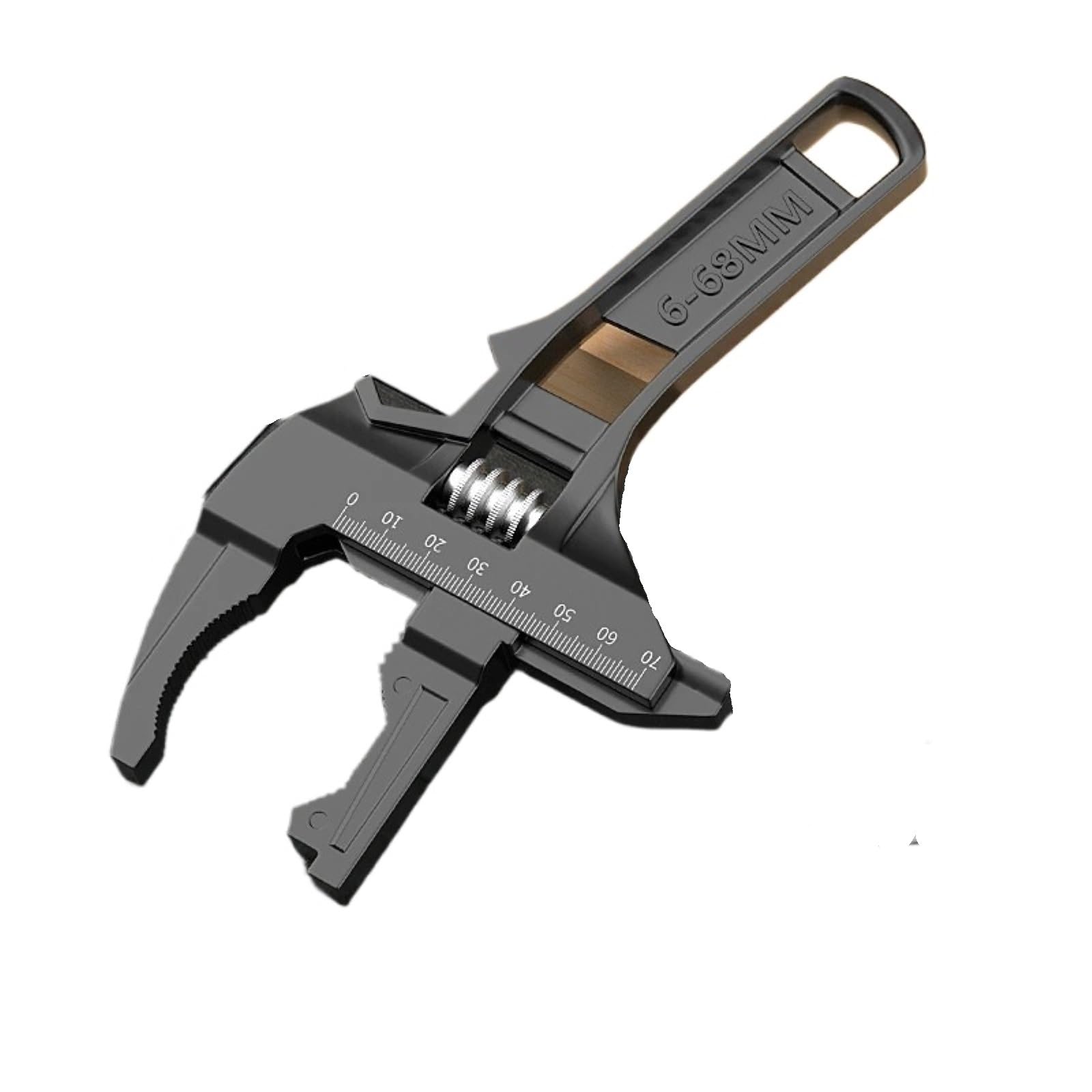 LAJHDCG 6-68mm Adjustable Dual-Use Aluminum Alloy Pipe Wrench Multi Functional Spanner Bathroom Repair Installation Hand Tools(Black)