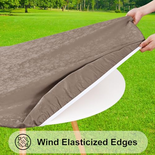 Image of Smiry Waterproof Heavy Duty Vinyl Fitted Tablecloth for 57 inch-68 inch Round Table
