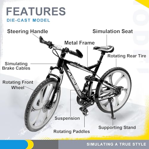 Image of VGRASSP 1:8 Scale Die Cast Racing Bicycle Toy for Kids - The Alloy Metal Off-Road Decorative Showpiece Realistic Design Bike Features Moveable and Rotating Handle, Wheels, Pedals (Multicolor)