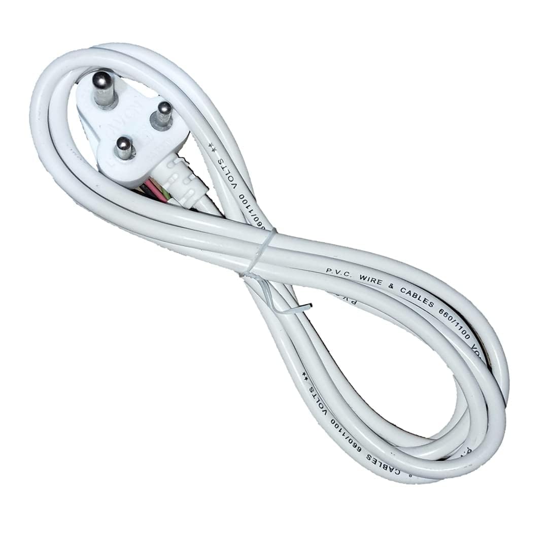 COPY LINE 2.5 Meter Electric Cable Cord | 3 Pin Wire for TV, Cooler, Fan, Mixer, and Juicer Grinder | Durable White Extension Cable 3