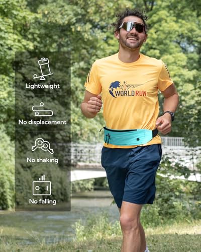 Image of WATERFLY Running Belt Fanny Pack: Runner Marathon Jogging Waist Pack Sport Workout Exercise Fitness Phone Holder Belt for Men Women Jogger Slim Waistband Black