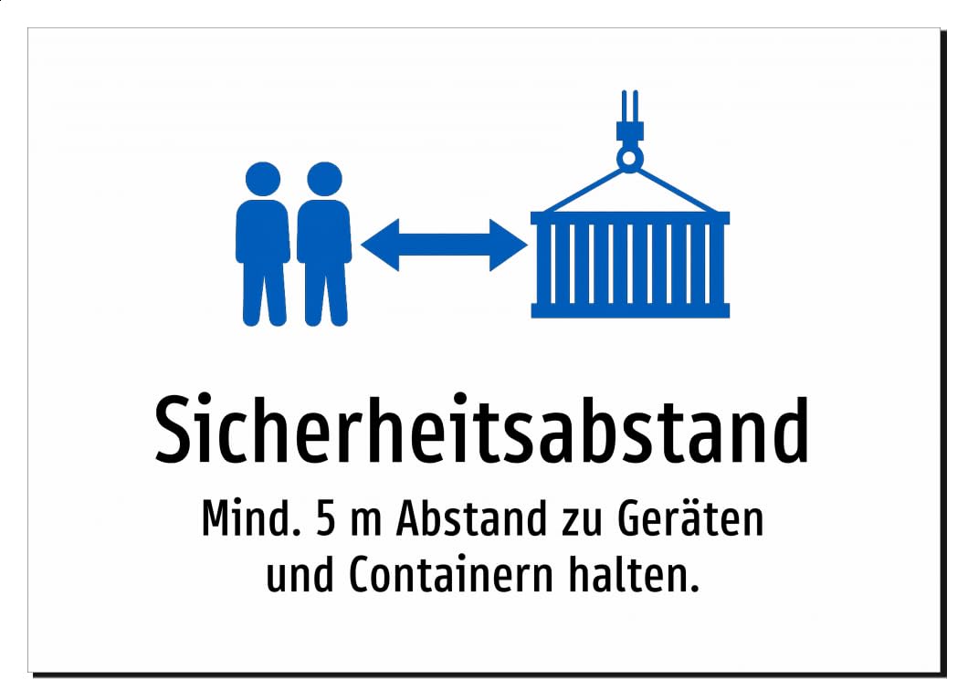 38255-DE-S-13 | Sicherheitsabstand - Mind. 5 m Abstand zu Geräten und