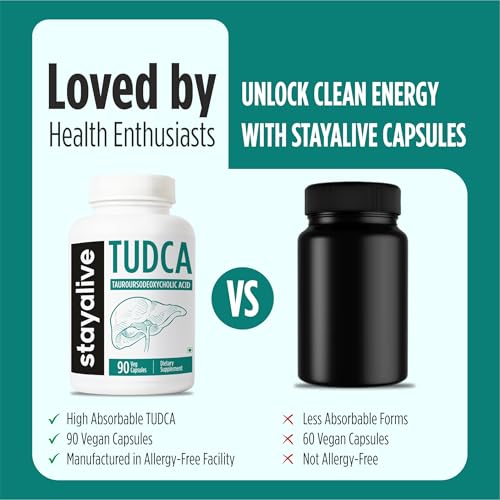 Image of STAY ALIVE Tudca Supplement 500mg, 90 Capsules for Liver Support, Non-GMO & Gluten Free Tauroursodeoxycholic Acid Capsules for Men and Women