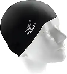 Touca de Natação Profissional, Silicone Preto, Design Ergonômico