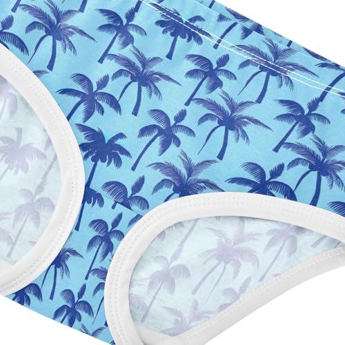 Joisal Cotton Girls Underwear Toddlers Blue Palm Trees Light Blue Panties Little Girl Artistic Briefs Undies Kids 2t4