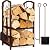 Best Choice Products 5-Piece Indoor Outdoor Wrought Iron Firewood Log Storage Rack Holder Firepit Tools Set for Fireplace, Fire Pit, Stove w/Hook, Broom, Shovel, Tongs - Copper