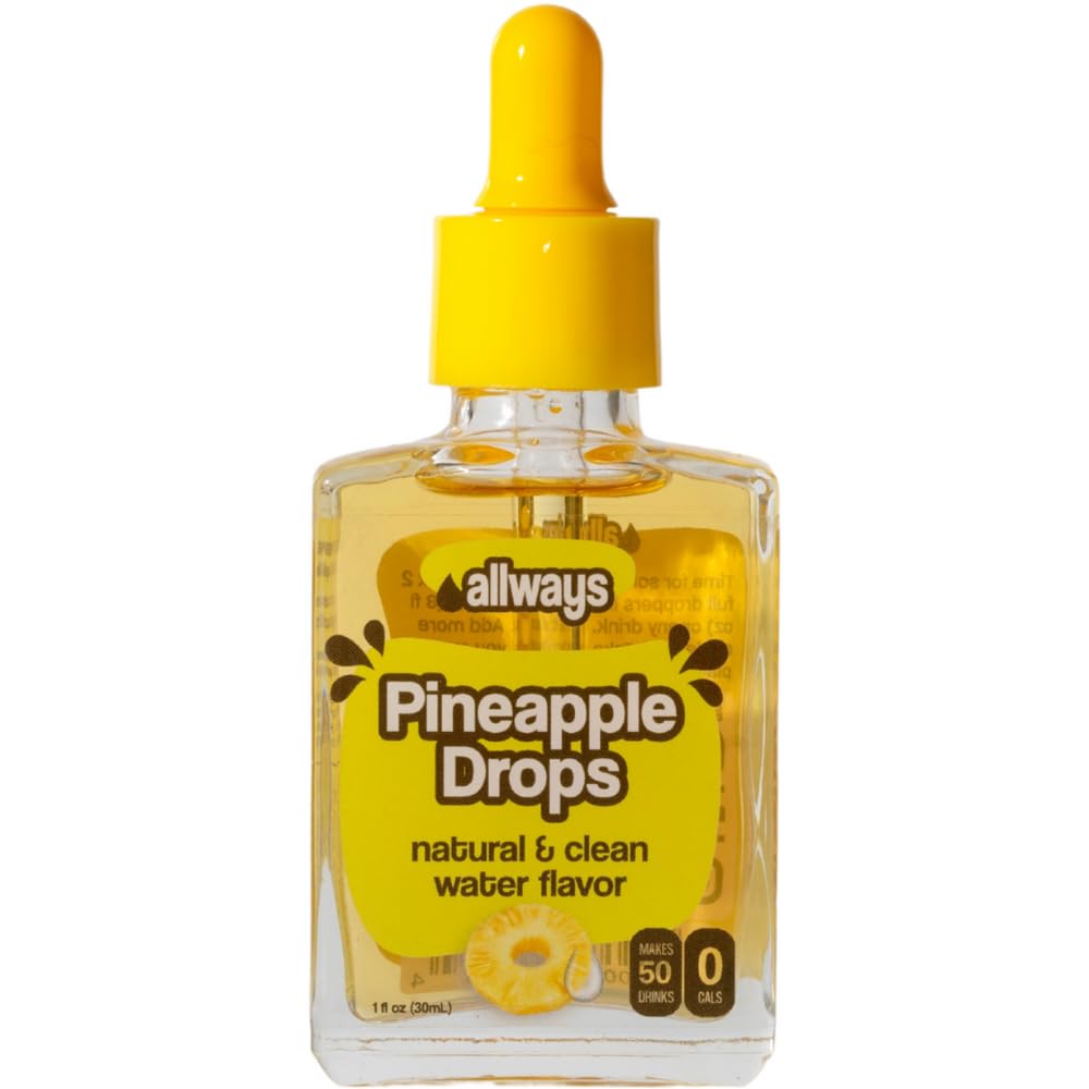 Allways Drops Natural Pineapple Water Enhancer | Sugar-Free, Zero Calories, Monk Fruit Sweetened | Glass Bottle for On-the-Go Hydration | Kids &