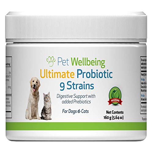 Pet Wellbeing Ultimate Probiotic 9 Strains for Cats and Dogs - Natural Support for Digestion and Urinary Tract Health 160 Grams