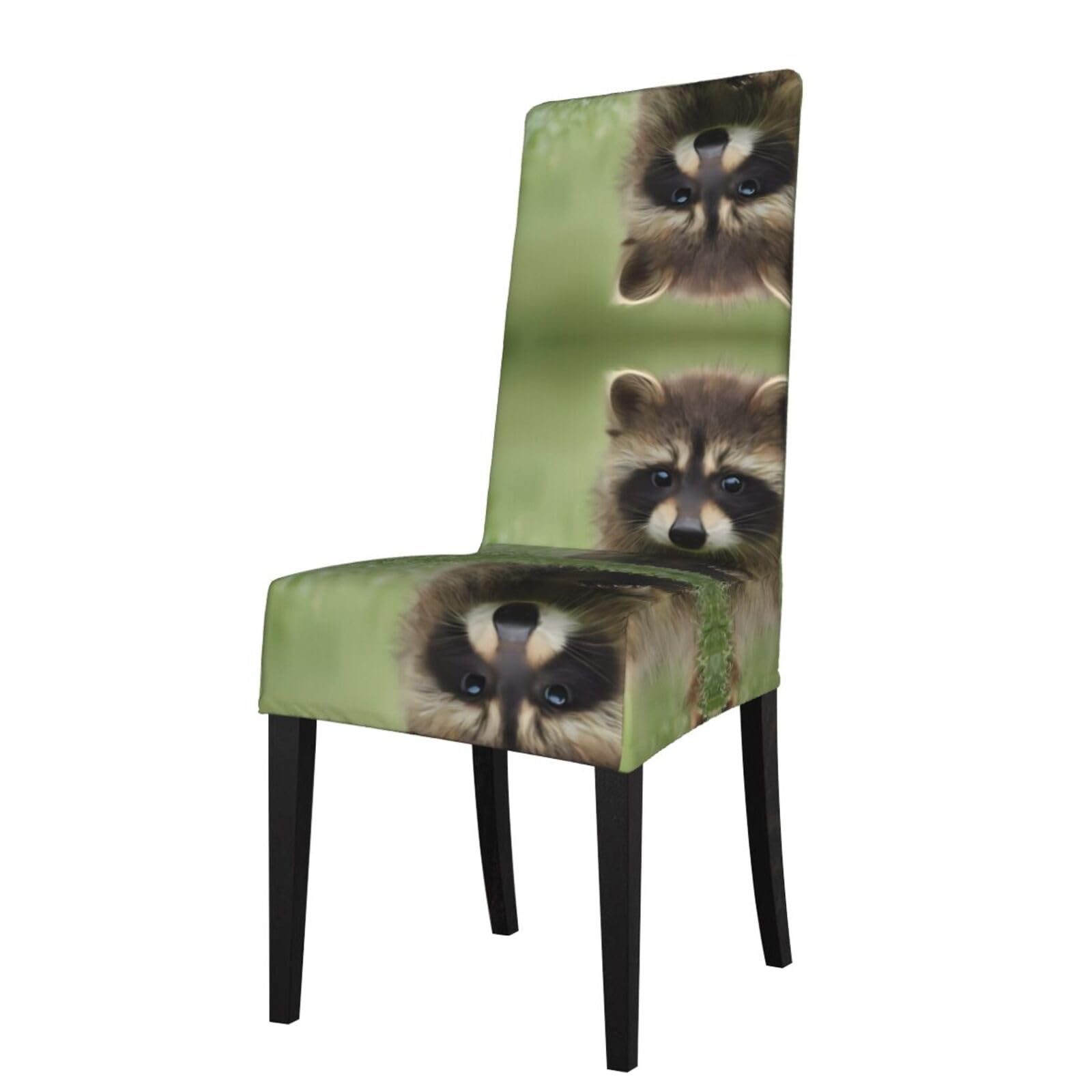 WHJDPP Raccoon Prints Protection Cover for Dining Chair - Stretchy Seat Throw Covers, Wrinkle-Free & Easy Care for Hotel, Wedding & Home Dining Chairs