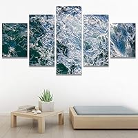 SIGNWIN 5 Panel Canvas Wall Art Coastal Orange Photography Relax/Calm Romantics Sunset Warm for Home Decorations Ready to Hang - 60