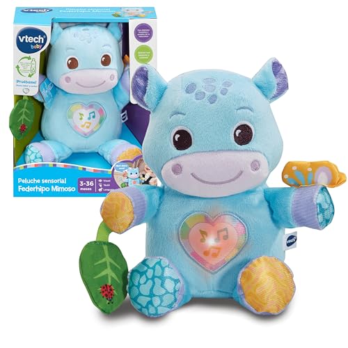 VTech-Baby Peluche sensorial Federhipo mimoso, Peluche Interactivo para bebés, Promueve el Desarrollo temprano, Exploración táctil, Regalo bebés +3 Meses, Versión ESP