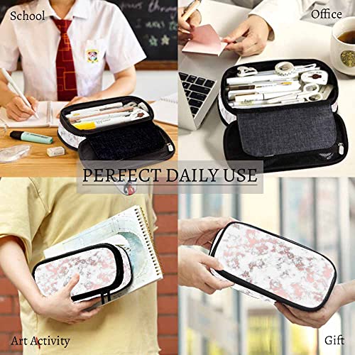 Image of Yekiua Marble Pen Bag Beautiful Abstract Glitter Marbling Large Pencil Case Big Capacity Pencil Pouch Pencil Holder Rose Gold