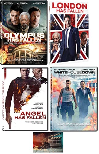 Olympus Has Fallen   London Has Fallen   Angel Has Fallen White House Down 4 DVD Set with Bonus Movie Camera Art Card