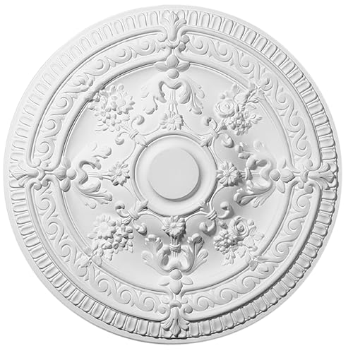 DECOSA Rosetón Elena, blanco, 1 pieza de 62,5 cm de diámetro, roseta de estuco de poliestireno, roseta de techo personalizable