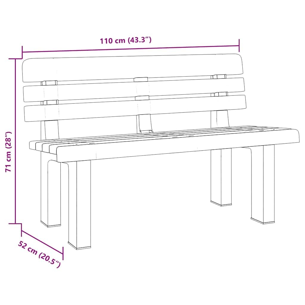 SYDE Banco de Jardín Polipropileno Blanco 110x52x71 cm | Respaldo Cómodo, Estable y Resistente al Calor, Fácil Limpieza, Uso Exterior
