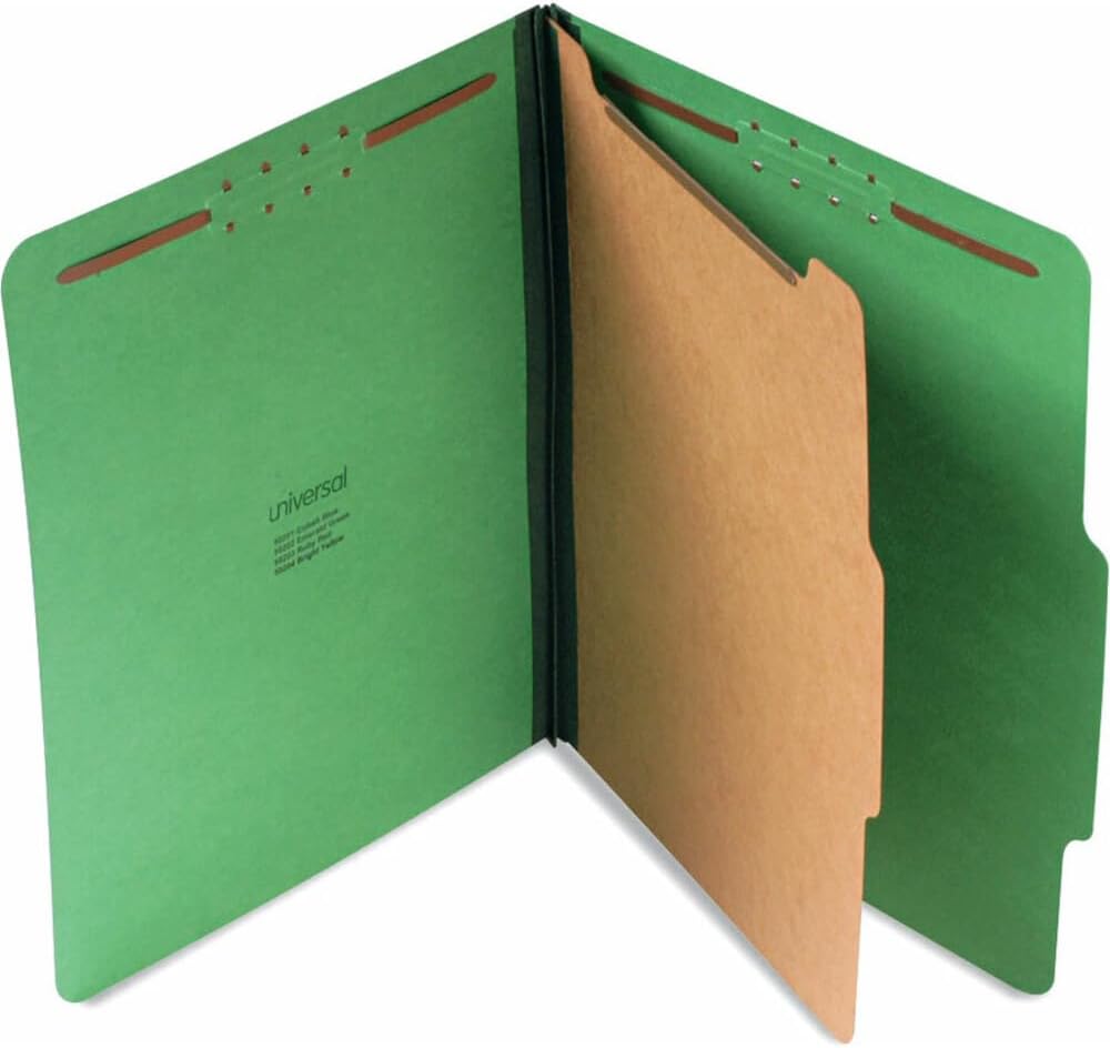 Universal Pressboard Folder, Letter, Four-Section, Emerald Green, 10/Box (10202)