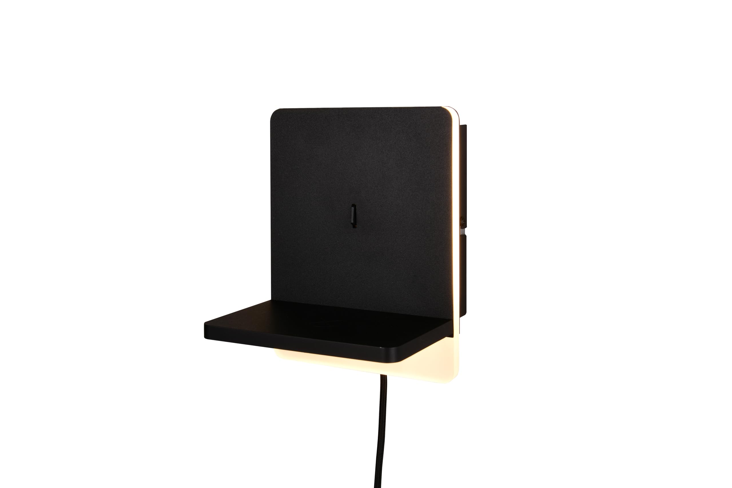 LED Wandlampe Filipp, Wandleuchte, FLEXconnect, USB & USB-C Anschluss, induktive Ladestation, dimmbar mit Schalter, Höhe 20 cm, Breite 16 cm, schwarz matt