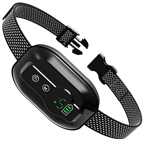 Collier Anti Aboiement Chien, Rechargeable, Résistance à L’Eau IP67 et Détection D’aboiement Intelligent Collier Vibration/Choc Électrique/Modes Son pour Gros Petit Chien - Noir Cover