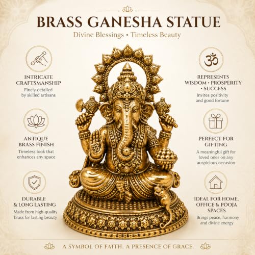 Estatua de Ganesh de latón 3 pulg miniatura 3