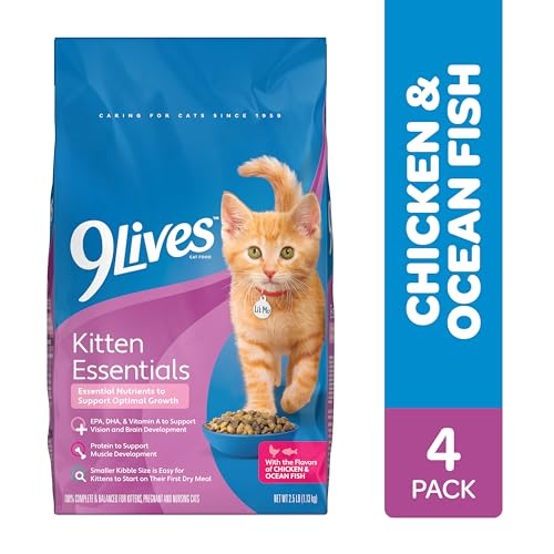 Image of 9Lives Kitten Essentials Chicken & Ocean Fish Dry Cat Food, 2.5lb Bag, Pack of 4