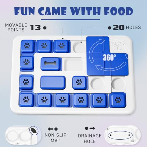 Hundespielzeug Intelligenz, gegen Langeweile mit Quietschgeräuschen, Leckerli-Spielzeug, Intelligenzspielzeug für Hunde, IQ-Training, waschbar, Hunde Intelligenzspielzeug für jede Größe, Blau