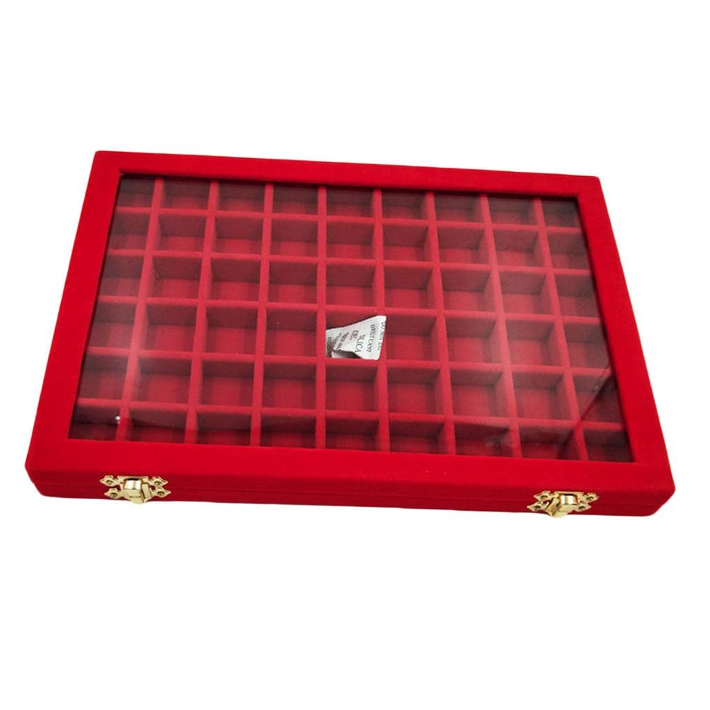 Organisateur à Bijoux Verrouillable En Velours Beige – Plateau 24 Compartiments Avec Couvercle En Verre, Boîte Élégante Et Sécurisée Pour Bijoux Et Accessoires
