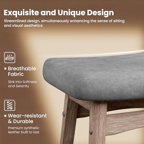 Image of PHI VILLA Counter Height Bar Stools Set of 4, Solid Wood Barstools