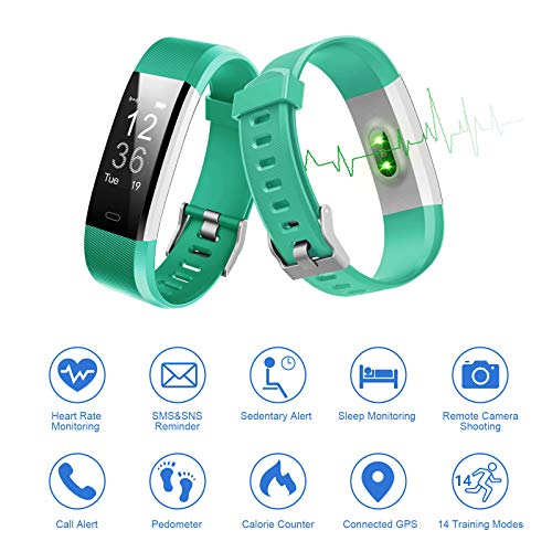 LETSCOM Fitness Tracker HR, Activity Tracker Watch with Heart Rate Monitor, Waterproof Smart Fitness Band with Step Counter, Calorie Counter, Pedometer Watch for Women and Men