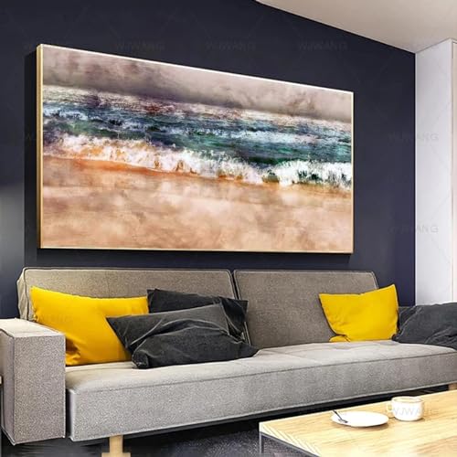 Tableau moderne plage abstrait sur châssis bois véritable impression haute définition