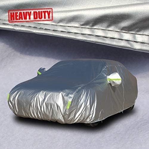 Coverado 6 Layers Outdoor Full Exterior Covers with Lock/Fleece Lined, Car Covers for Automobiles All Weather Waterproof, Rain UV Snow Heat Protection, Universal Fit for Sedan (191"-200")