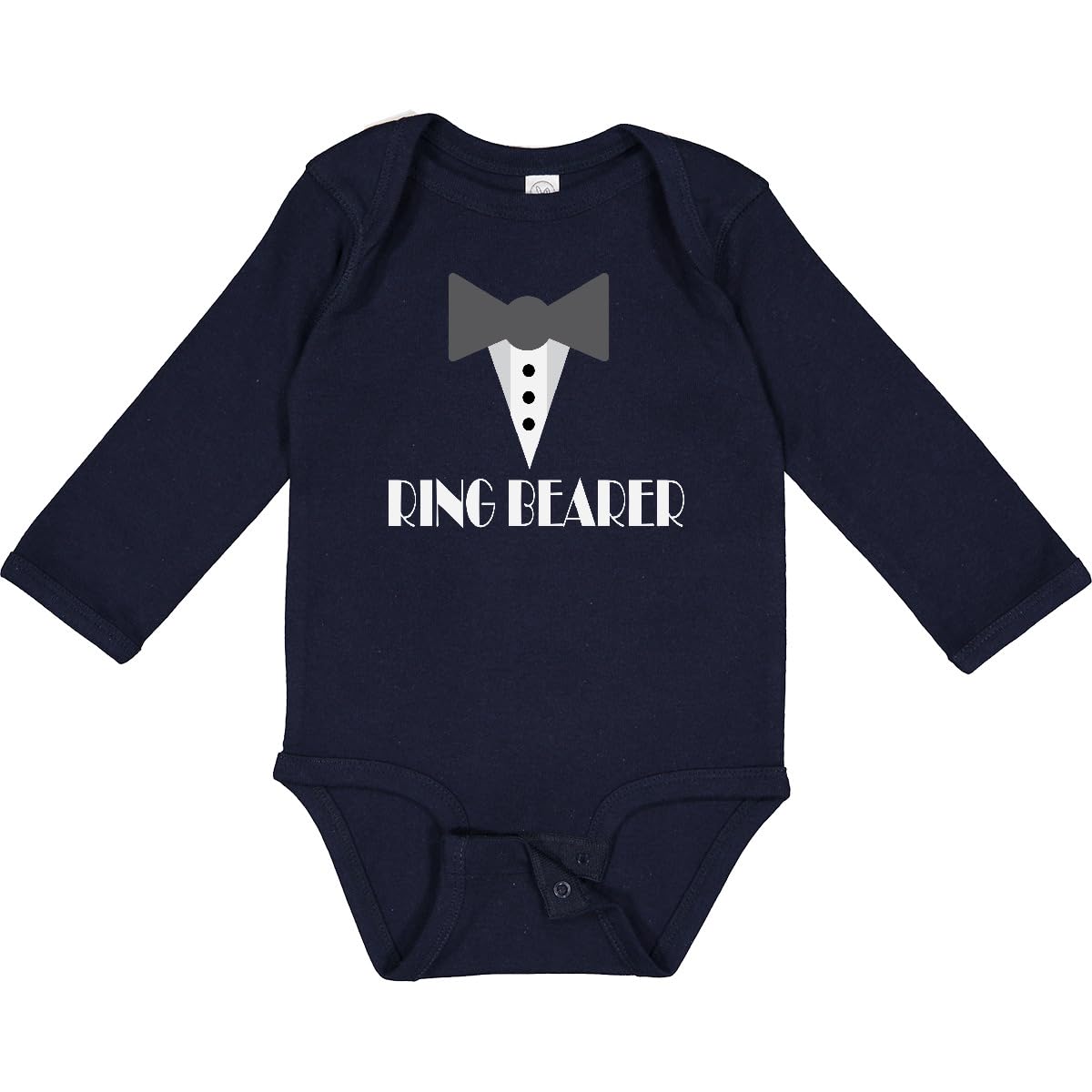 inktastic Ring Bearer Mock Tux Tuxedo Long Sleeve Creeper