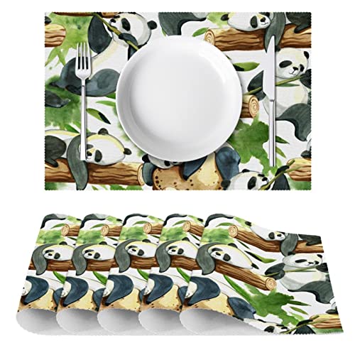 Set de table panda vert x6 antidérapant et résistant pour repas - 3